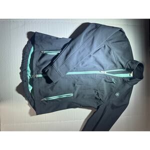 Ariat Women’s Athletic Zip Jacket Gray & Mint Performance Riding Jacket XS